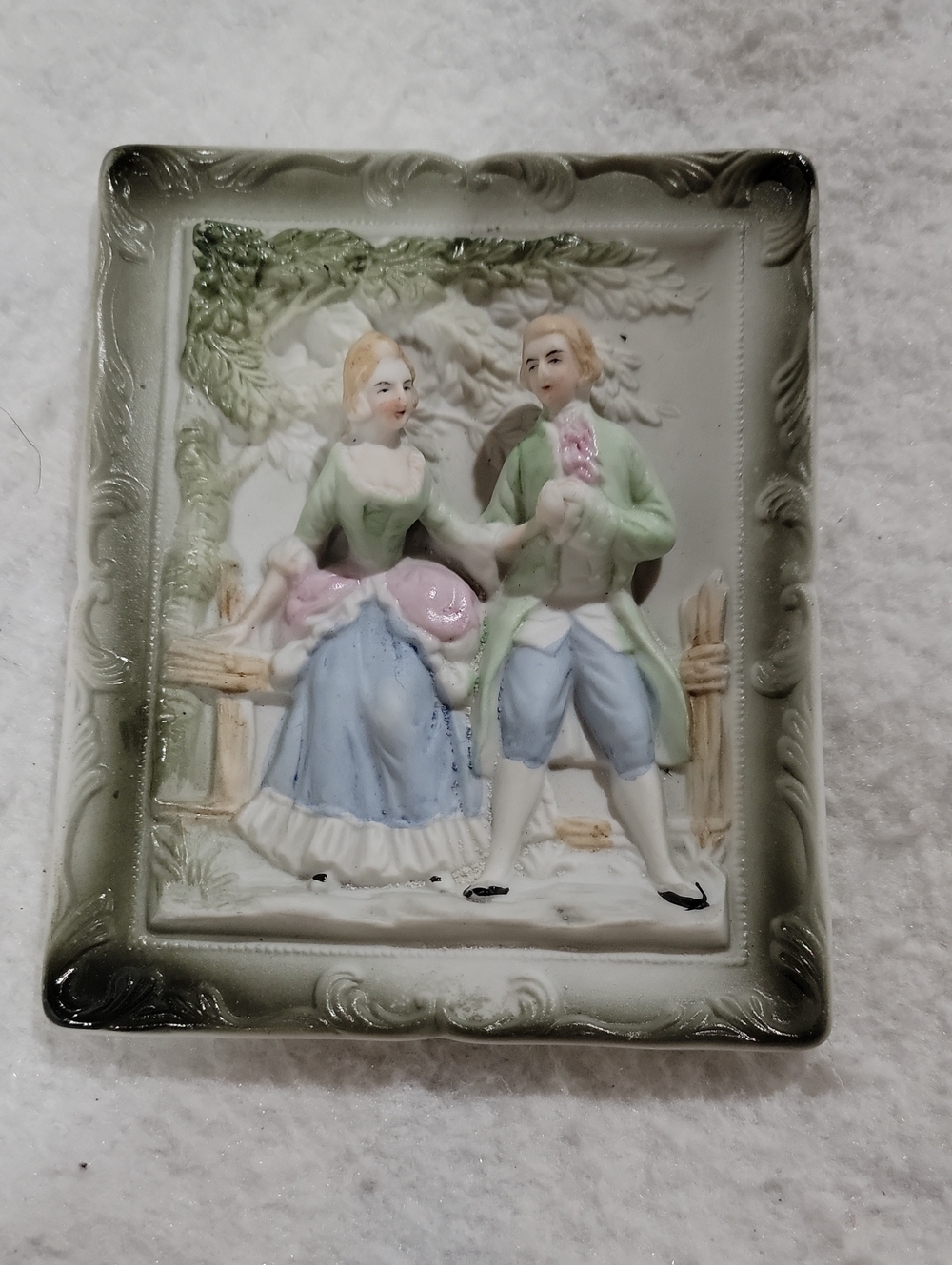 Vintage Chaser White Porcelain Decorative Wall Plaque 3D